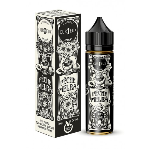 Flacon E Liquide Prêt à Booster Pêche Melba de Dessert par Curieux Flacon E Liquide Prêt à Booster Pêche Melba de Dessert par Curieux