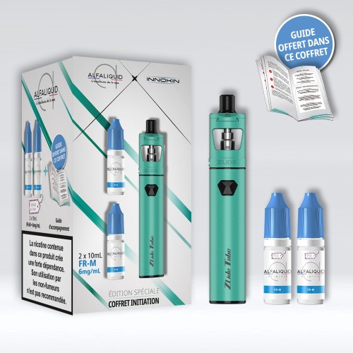 Coffret Débuter la Vape Zlide Tube Innokin et Alfaliquid coloris vert jade Coffret Débuter la Vape Zlide Tube Innokin et Alfaliquid coloris vert jade