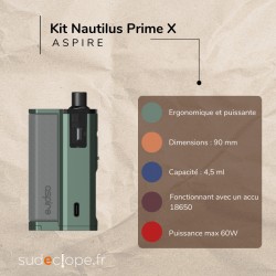 Kit Nautilus Prime X de la marque Aspire disponible chez Sudeclope