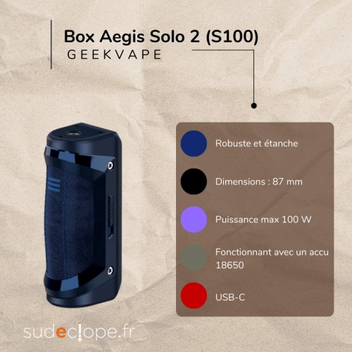 Box Aegis Solo 2 (S100) de la marque GeekVape chez Sudeclope.fr