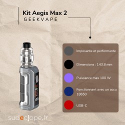 Kit Aegis Max 2 de la marque Geekvape disponible chez Sudeclope.fr